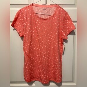 Crown & Ivy Coral Polka Dot Short Sleeve Tee